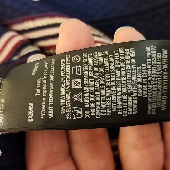 Ted Baker Tayini Stripe Ottoman Dress Navy Blue Fit & Flare Knit - Picture 9 of 9